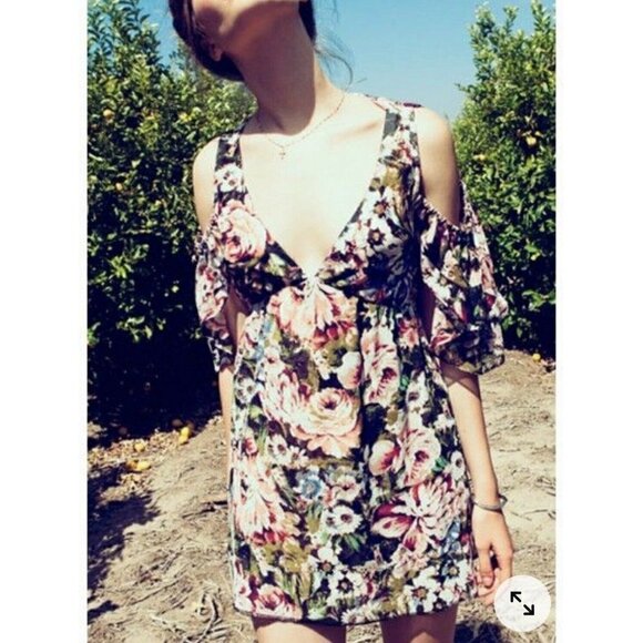 Planet Blue Blu moon renaissance ruffle Floral mini dress XSmall off the back - Picture 1 of 8